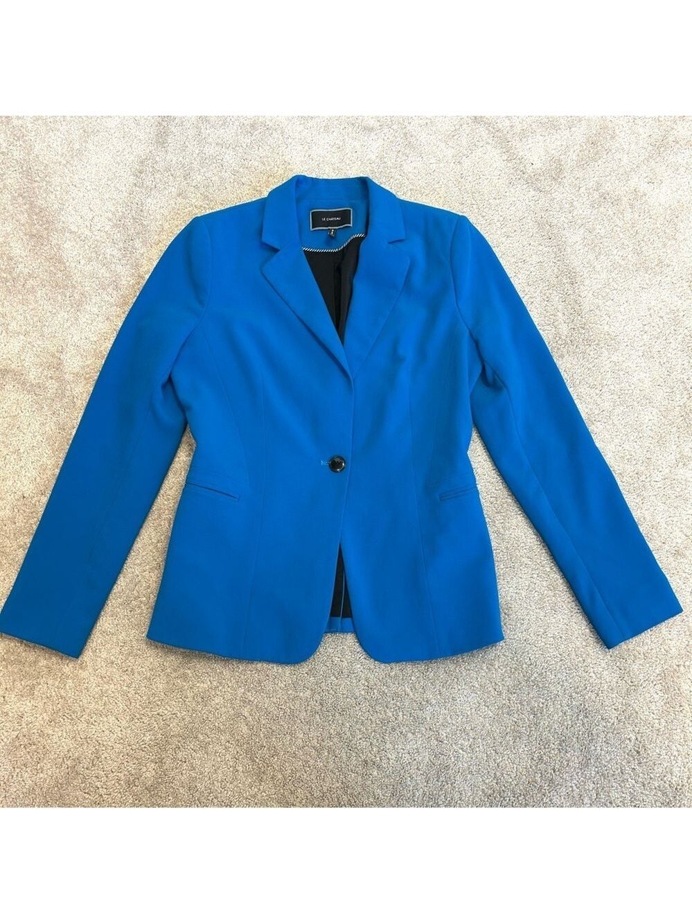 Le Chateau bright blue single breasted tailored cinched stretchy blazer jacket M - Picture 5 of 12